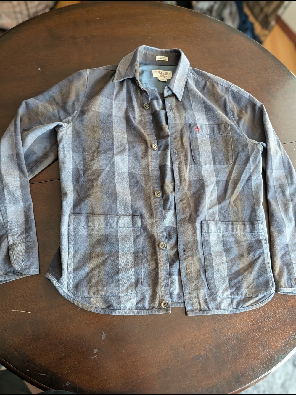 Blue Plaid Men's Jacket & Coat - Lightweight Button-Up